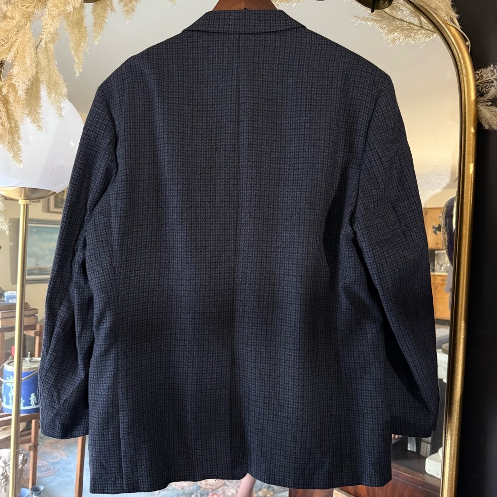 Lauren Ralph Lauren Men's 100% Wool Blue & Black Houndstooth Suit Jacket Blazer - Picture 9 of 10